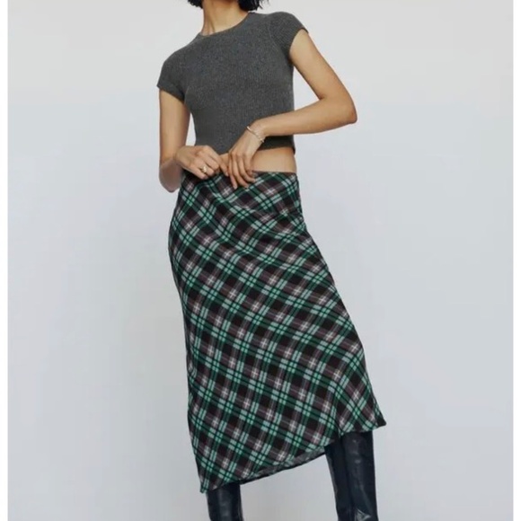 Reformation Plaid Layla Skirt Size 0 - Picture 1 of 4